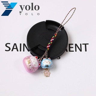 Yolo พวงกุญแจ จี้รูปแมวนําโชคน่ารัก สําหรับห้อยกระเป๋า โทรศัพท์มือถือ