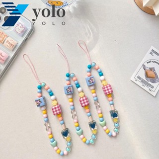 Yolo สายคล้องโทรศัพท์มือถือ กันหาย ลายดอกไม้ หัวใจ เครื่องประดับ สําหรับผู้หญิง