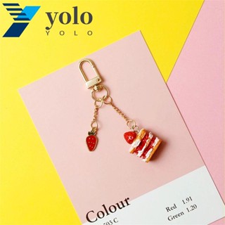 Yolo สายคล้องพวงกุญแจ รูปเค้กสตรอเบอร์รี่ สําหรับห้อยโทรศัพท์มือถือ