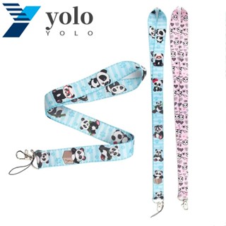 Yolo สายคล้องพวงกุญแจ จี้รูปแพนด้า อุปกรณ์เสริม สําหรับห้อยโทรศัพท์มือถือ บัตรประจําตัวประชาชน