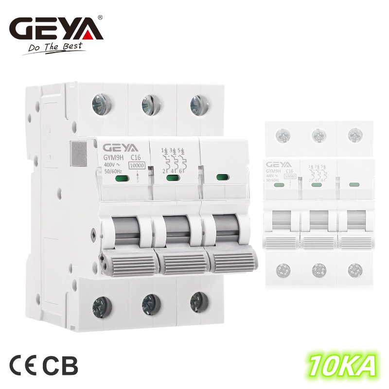 GEYA GYM9H 10KA MCB 3P 6A 10A 16A 20A 25A 32A 40A 50A 63A Circuit Breaker 220V C Curve CE CB ได้รับก