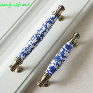 Augustine ลูกบิดประตู ลิ้นชัก เซรามิค พอร์ซเลน ลายดอกไม้ สไตล์โบราณ สีฟ้า และสีขาว