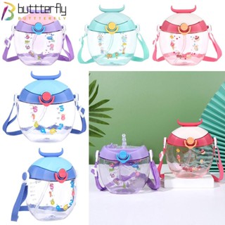 Buttterfly ขวดน้ํา แบบพกพา พร้อมหลอดดูด ลายการ์ตูน สําหรับเด็กทารก