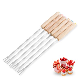 【yunhai】Stainless Steel Chocolate Fork Hot Pot Forks Cheese Fruit Dessert Fork Tools