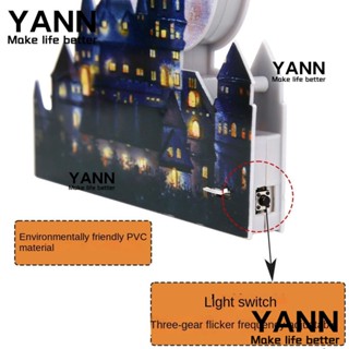 Yann1 โคมไฟเกียร์ PVC เรืองแสง รูปปราสาท สําหรับตกแต่งเค้กฮาโลวีน