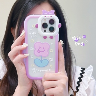 ดอกไม้สีม่วงขนาดเล็ก เคสไอโฟน Compatible for iPhone 11 13 14 12 Pro Max XR 7 8 SE Plus X XS Max 2020 2022 กันกระแทก