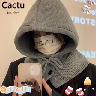 Cactu หมวกบีนนี่ ผ้าพันคอ ผ้าถัก กันลม ให้ความอบอุ่น แฟชั่นสําหรับผู้ชาย และผู้หญิง