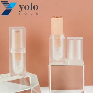 Yolo ลิปบาล์มหลอด สีชมพู INS เคลือบด้าน อะคริลิค คริสตัล สี่เหลี่ยม หลอดลิปสติก