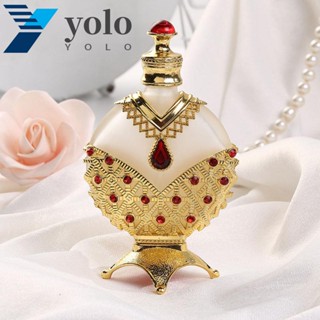 Yolo ขวดน้ําหอมเปล่า แบบพกพา 12 มล. สีทอง สไตล์อาหรับดูไบ