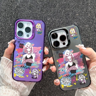 เคสป้องกันโทรศัพท์มือถืออะคริลิค ชุบไฟฟ้า กันกระแทก ลาย Spiderman Gwen สําหรับ iPhone 14promax 13 12 11 xsmax x xr 7p 8p