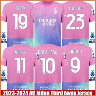 Fb 2023-2024 เสื้อยืด แขนสั้น พิมพ์ลาย AC Milan Third Away Giroud Pulisic Leao Tomori Theo Jersey พลัสไซซ์