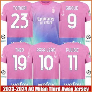 Fb 2023-2024 เสื้อยืด ลาย AC Milan Third Away Giroud Pulisic Leao Tomori Theo Jersey สําหรับผู้ชาย และผู้หญิง