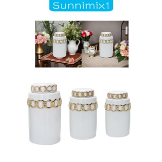 [Sunnimix1] แจกันดอกไม้เซรามิก พร้อมฝาปิด สําหรับตกแต่งขวดชา ลูกอม