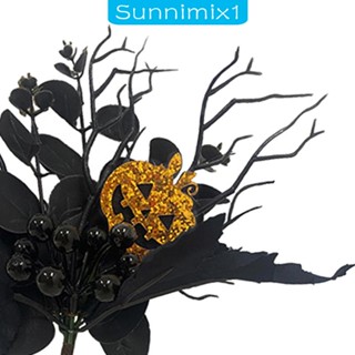 [Sunnimix1] กิ่งไม้เมเปิ้ลปลอม ใบยาว สีดํา สําหรับตกแต่งฮาโลวีน งานฝีมือ DIY