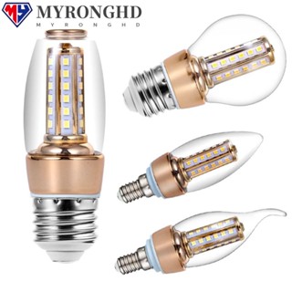 Myronghd หลอดไฟ Led 110-220V ประหยัดพลังงาน สีขาว คุณภาพสูง สําหรับตกแต่งบ้าน E14