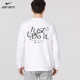 【พร้อมส่ง】ของแท้ 100% Nike เสื้อกันหนาวแขนยาว ผ้าฝ้ายถัก พิมพ์ลาย Just Do It สําหรับผู้ชาย DZ2828-100