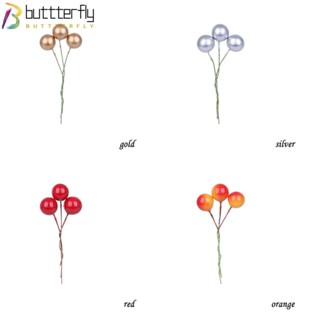 Buttterfly ผลไม้ปลอม เบอร์รี่ หลากสี สําหรับตกแต่งต้นคริสต์มาส DIY 50 100 ชิ้น