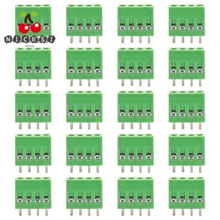 Nicesi บล็อกเทอร์มินัลเชื่อมต่อ PCB เมาท์ PCB 150V 6A สีเขียว 20 ชิ้น