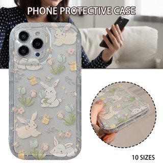 Floral Bunny Phone Case Protective Case Cover for iPhone 12/13/14/Pro/Pro Max