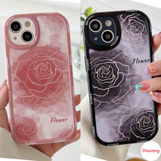 เคสโทรศัพท์มือถือ แบบนิ่ม ลายดอกกุหลาบ สีชมพู และสีดํา สําหรับ VIVO V27E V25E V23E V15 V11i V9 V5S S1 Pro Y91i Y95 Y91C Y1S Y15 Y12 Y17 Y19 U10