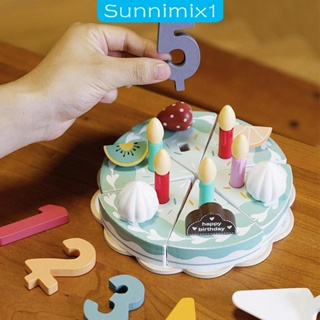 [Sunnimix1] ของเล่นเค้กวันเกิด แบบไม้ DIY สําหรับเด็ก 2 ปีขึ้นไป