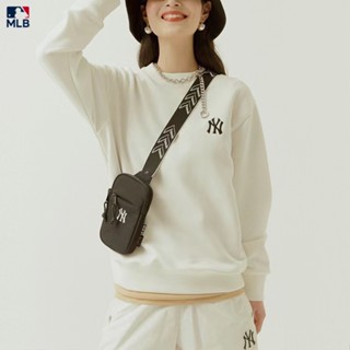 Mlb100% เสื้อกันหนาว คอกลม ปักลาย NY สไตล์คลาสสิก สําหรับผู้หญิง