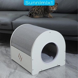 [Sunnimix1] บ้านแมว ที่นอนไม้ แบบพกพา พร้อมเบาะรอง ถอดออกได้ สําหรับสัตว์เลี้ยง แมว