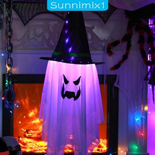 [Sunnimix1] โคมไฟกระพริบ LED รูปแม่มด น่ากลัว ใช้ซ้ําได้ สําหรับแขวนตกแต่งฮาโลวีน ลานบ้าน