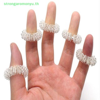 Strongaromonyu แหวนสเตนเลส นวดนิ้วมือ บําบัดเลือด ผ่อนคลาย 10 ชิ้น