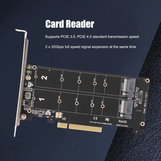 Electron000 การ์ดอะแดปเตอร์ Dual M.2 NVMe SSD เป็น PCIE X8 M Key Hard Drive Converter Reader การ์ดขยาย