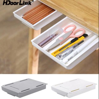 Hdoorlink ใต้โต๊ะ ลิ้นชักซ่อน เครื่องเขียน มีกาวในตัว กล่องจัดเก็บ สําหรับเครื่องสําอาง เครื่องประดับ จิปาถะ โต๊ะลิ้นชัก ถาดดินสอ