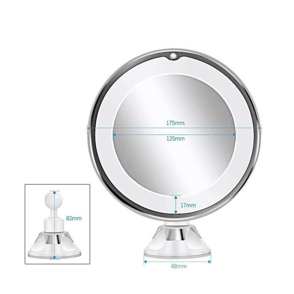 10X Magnifying Makeup Mirror with LED Light Suction Cup 360° Rotating
