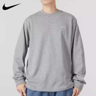 【พร้อมส่ง】ของแท้ 100% Nike เสื้อกันหนาว แขนยาว ปักลายโลโก้ สไตล์วินเทจ อเมริกัน สีเทา เรียบง่าย สําหรับผู้ชาย DX0885