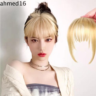 Ahmed แอร์หน้าม้า 3D สไตล์การ์ตูน ไร้รอยต่อ คลิปต่อผม พร้อม Toupee อุณหภูมิสูง ผ้าลินิน ไฟเบอร์ หน้าม้าปลอม