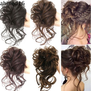 Ahmed ยางรัดผมสังเคราะห์ 22 สี ยางธรรมชาติ ต่อผมหยิก Chignon วิกผม