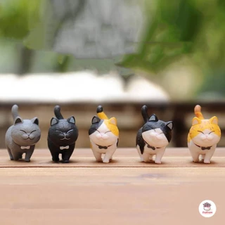 ขบวนแมวสุดน่ารัก [ เซต 9 ชิ้น ] ตุ๊กตาจิ๋ว โมเดลจิ๋ว แต่งสวน