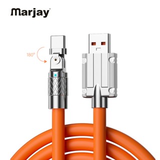 Marjay สายชาร์จโทรศัพท์มือถือ โลหะผสมสังกะสี หมุนได้ 180 องศา 120W type-c Android