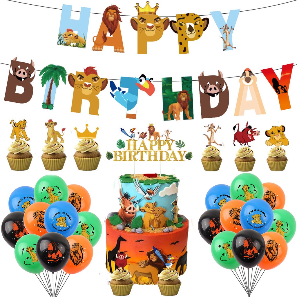 ป้ายแบนเนอร์ยาง ธีม The Lion King สําหรับตกแต่งเค้กวันเกิด