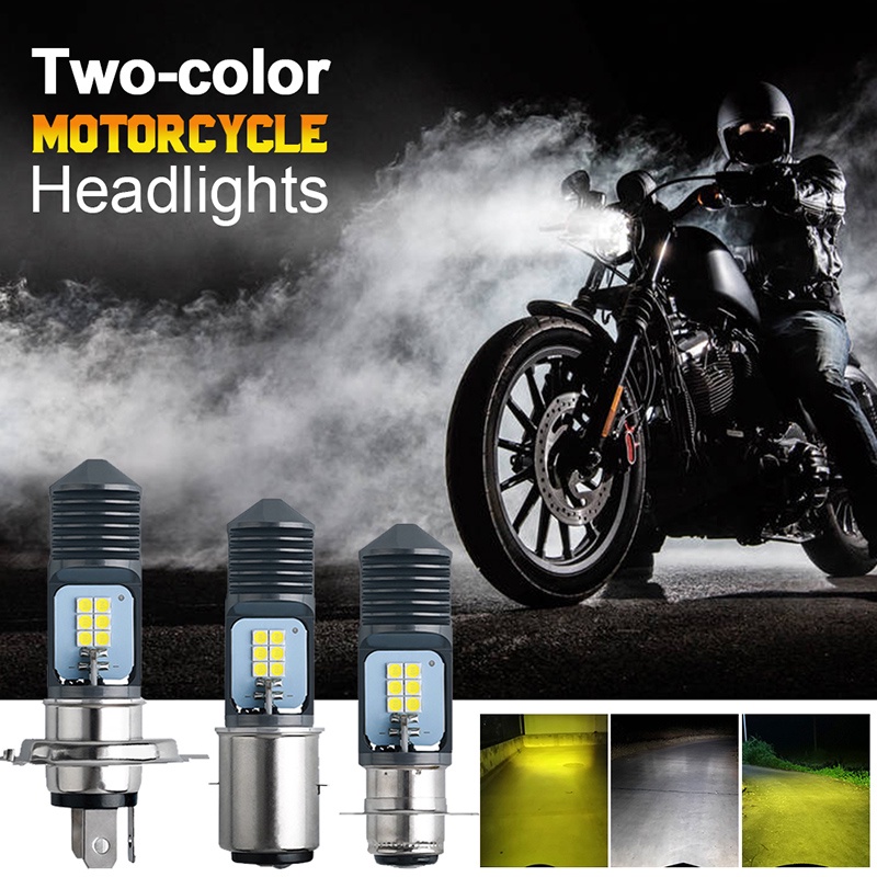 1 PC ไฟหน้า BA20D H4 P15D ไฟ LED หลอดไฟ 3030 12SMD 4000LM 6000K สีขาวสีเหลืองหมอกโคมไฟรถจักรยานยนต์ 