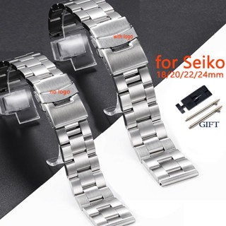 สายนาฬิกาข้อมือ สเตนเลสสตีล 18 มม. 20 มม. 22 มม. 24 มม. สําหรับ Seiko 5 SKX007 SKX009