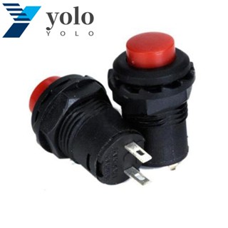 Yolo สวิตช์เปิด ปิด 250VAC ทรงกลม 12 มม. ปุ่ม N/O 1.5A สีแดง สําหรับรถยนต์ เรือ รถบรรทุก