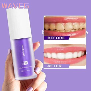 Wave Smilekit V34 มูสฟอกฟันขาว Color Corrector ฟันอย่างมีประสิทธิภาพขจัดคราบจุลินทรีย์สีเหลืองคราบควันลมหายใจสดชื่นทำความสะอาดฟัน