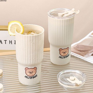 [พร้อมส่ง] Summer Bear Double Drinking Cup Student Portable Plastic Water Cup Office Tea Cup Car Coffee Cup