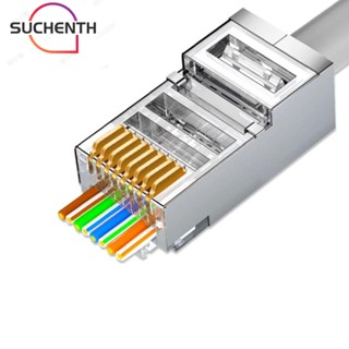 Suchenth CAT6 ขั้วต่อผ่าน UTP 50u ชุบทอง 8P สําหรับขั้วต่อสายเคเบิลอีเธอร์เน็ต