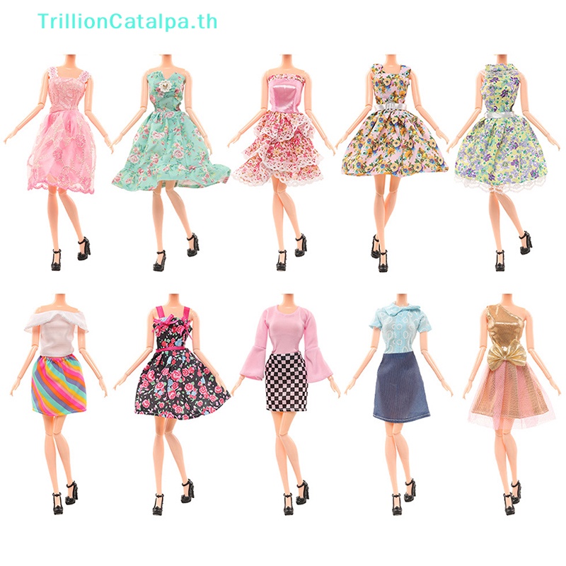 Trillioncatalpa ชุดเสื้อผ้าตุ๊กตา กระโปรง กางเกงลําลอง ลายดอกไม้ แฟชั่นสตรีท TH