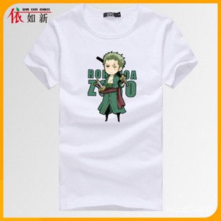 พร้อมส่ง เสื้อยืดแขนสั้น ผ้าฝ้าย เข้ารูป พิมพ์ลายอนิเมะ One Piece Zoro แฟชั่นฤดูร้อน สําหรับผู้ชาย 2023