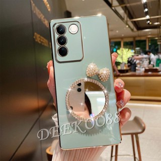 พร้อมส่ง ใหม่ เคสโทรศัพท์มือถือนิ่ม ลายโบว์น่ารัก 3D พร้อมกระจก สําหรับ VIVO V29 5G VIVOV29 2023