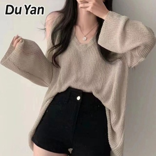 Du Yan ใหม่ เสื้อกันหนาว ลายทาง เซ็กซี่ สไตล์เกาหลี สําหรับผู้หญิง