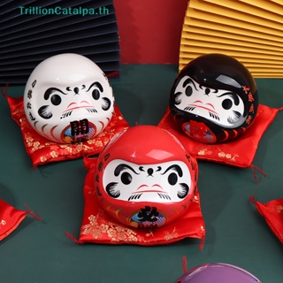 Trillioncatalpa กระปุกออมสินเซรามิค รูปตุ๊กตา Daruma นําโชค สไตล์ญี่ปุ่น สําหรับตกแต่งบ้าน