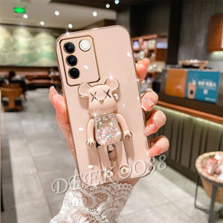 เคสโทรศัพท์มือถือแบบนิ่ม ลายหมีสีชมพู 3D พร้อมที่ตั้งวางโทรศัพท์ สําหรับ VIVO V29 5G VIVOV29